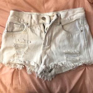 Pacsun high rise short, ripped and white wash